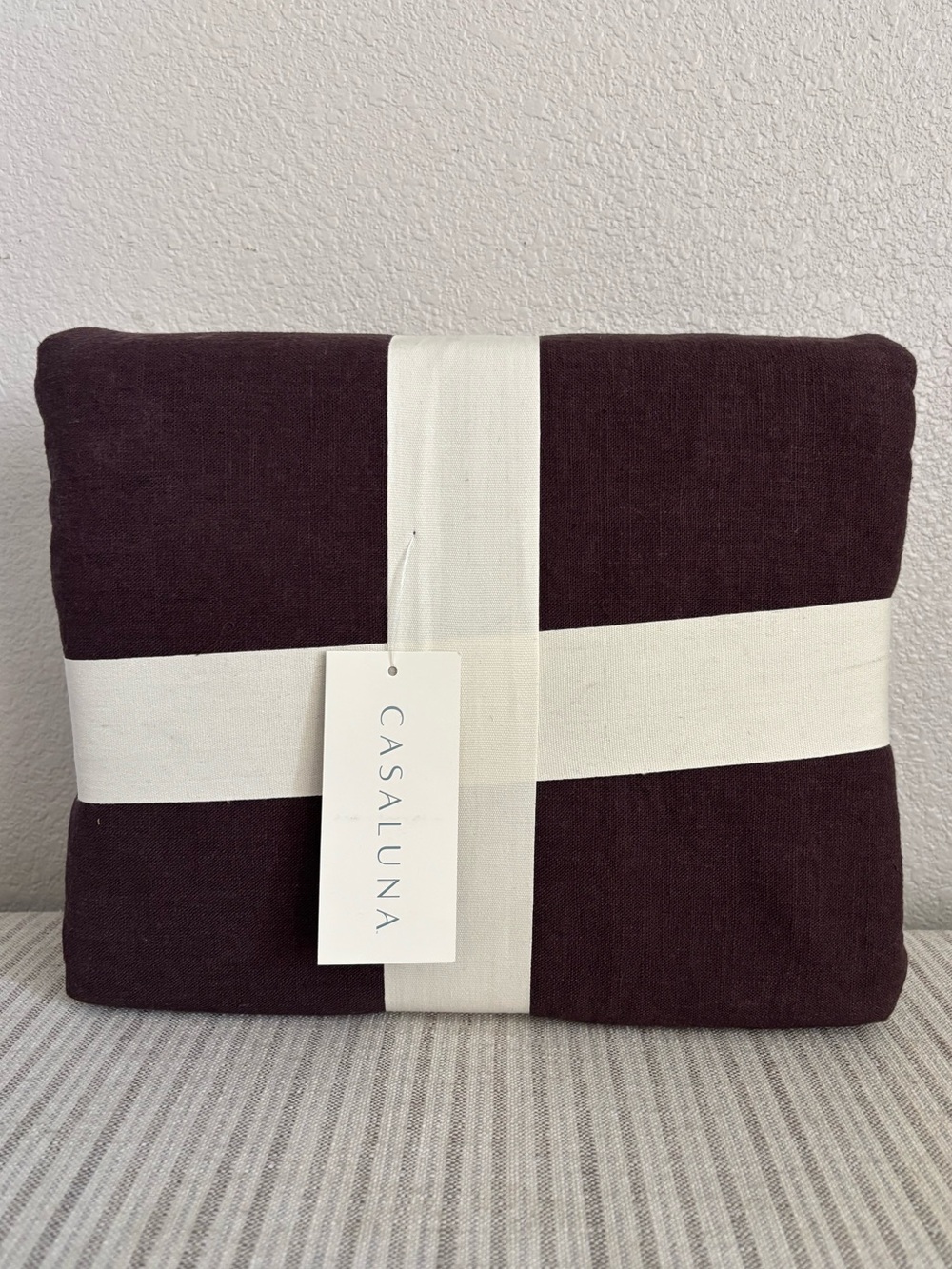 NWT Full/Queen Heavyweight Linen Blend Duvet Cover and Sham Set Dark Fig